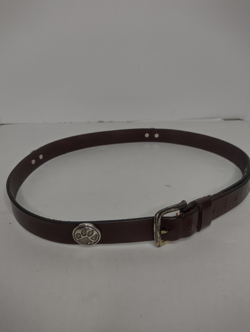 Clemson University Paw Logo Medallions Brown 42" Leather Belt South Carolina SC
